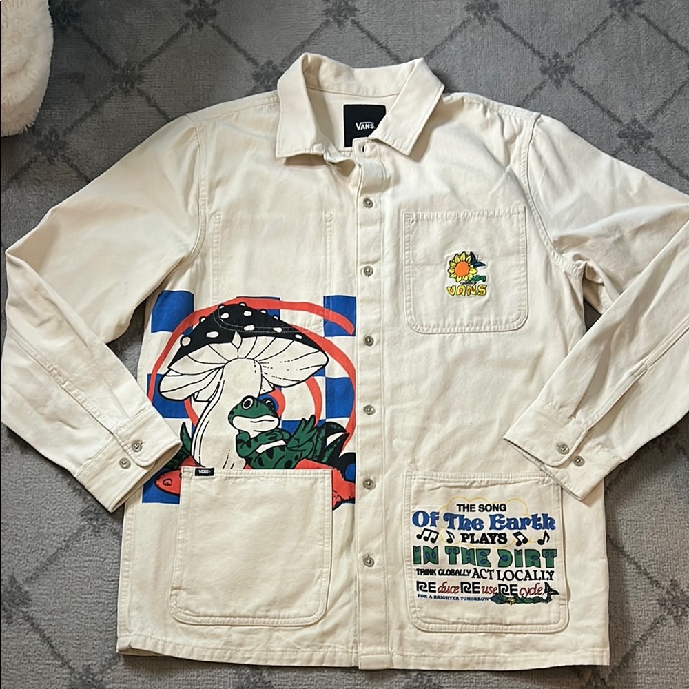Vans Cream Jacket with Graphic Design